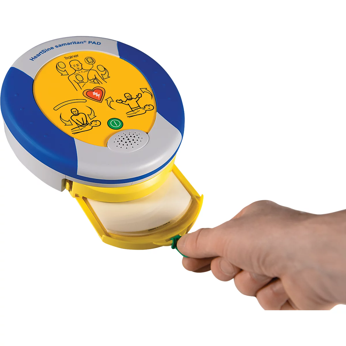 Übungs- und Trainingsdefibrillator-Set für HeartSine PAD500, 6 Szenarien, Tasche, 2 Paar Ersatzelektroden, Ladegerät