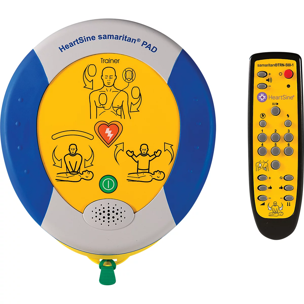 Übungs- und Trainingsdefibrillator-Set für HeartSine PAD500, 6 Szenarien, Tasche, 2 Paar Ersatzelektroden, Ladegerät