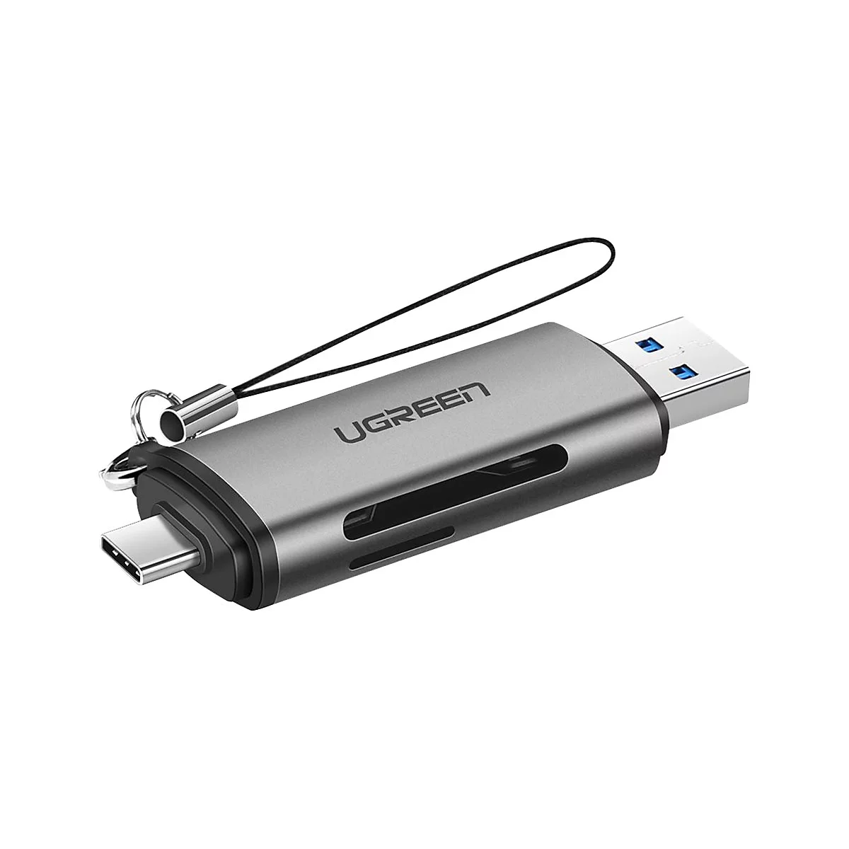 Ugreen - Kartenleser - 2 in 1 (microSD, microSDHC, microSDXC, MMC, RS-MMC, SD, SDHC, SDXC) - USB 3.0/USB-C