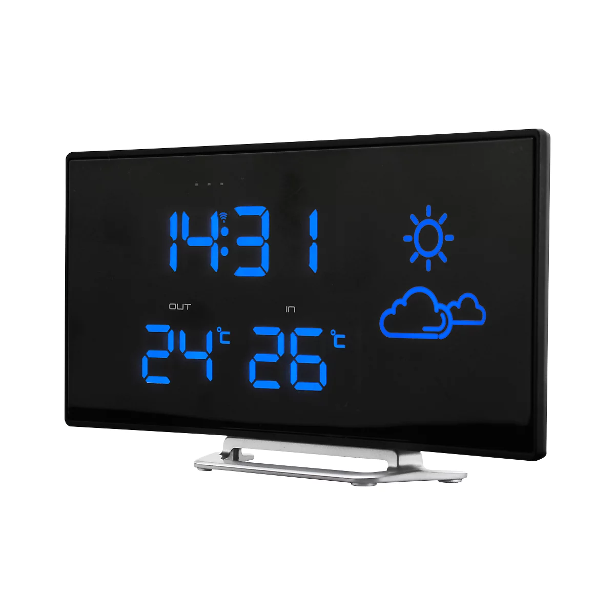 Uhrenradio Soundmaster® FUR100, UKW PLL, mit Funkuhr, Wetterstation & Außensensor, 2 Weckzeiten & 4 Wetterarten, Curved Design, schwarz
