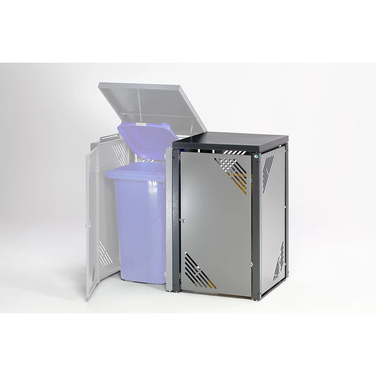 Uitbreidingsstuk MBSE 3, plaatstalen coating, met klapdeksel, voor vuilcontainers van 120 l en 240 l