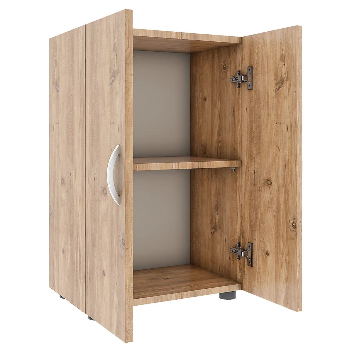 Ulas archiefkast, 2 dossierhoogtes, 1 legplank, voor ca. 14 dossiers, vleugeldeuren, B 490 x D 340 x H 740 mm, hout, honing eiken