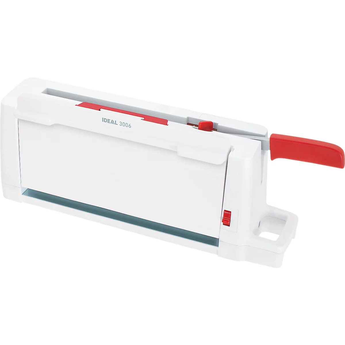 White paper cutter with red elements. Inscription: IDEAL 3056.
