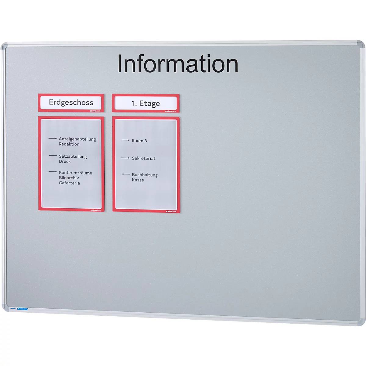 Ultradex Informationstafel "Information", Metall, magnethaftend, Wandmontage, inkl. Montagematerial, B 1200 x H 900 mm, silbergrau RAL 9006
