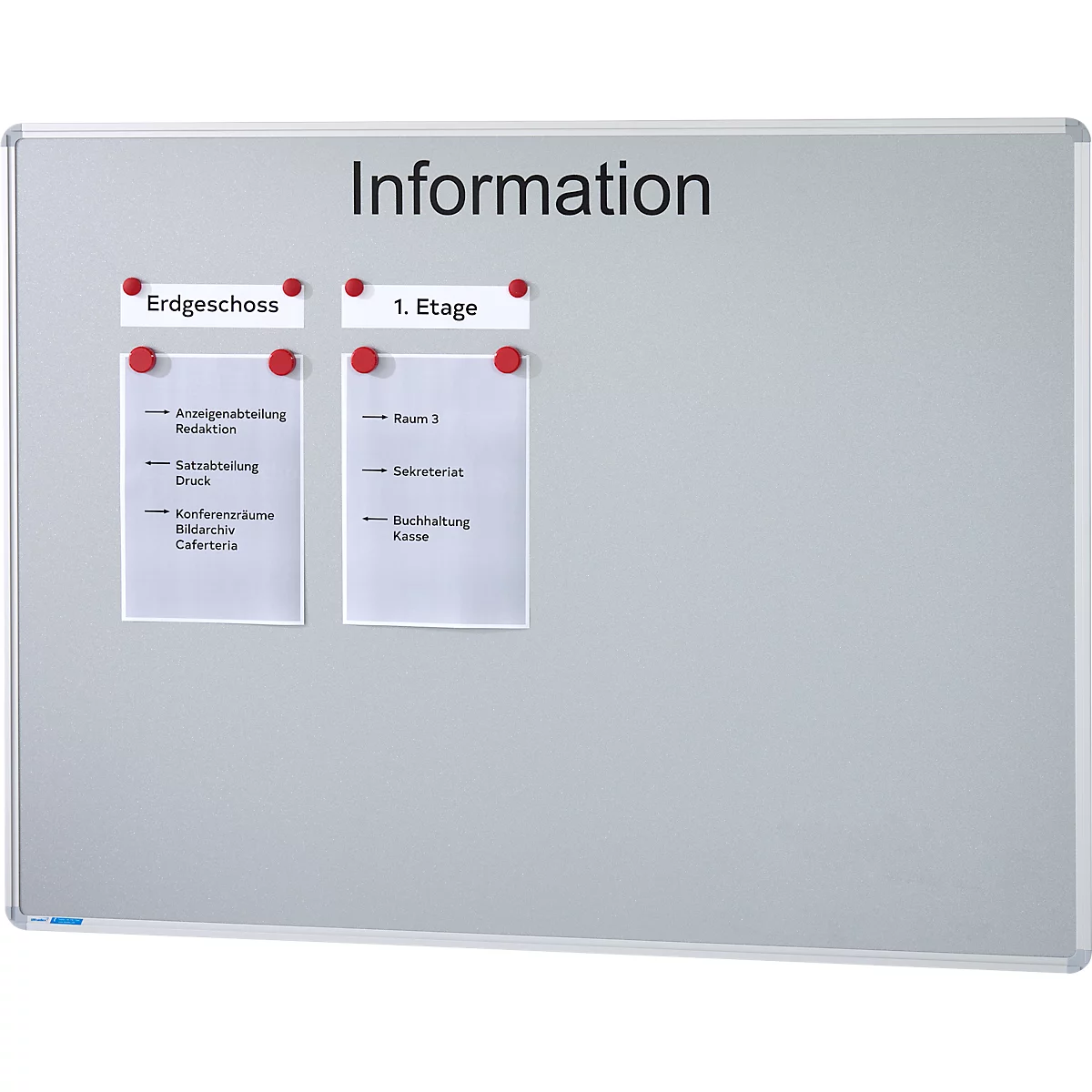 Ultradex Informationstafel "Information", Metall, magnethaftend, Wandmontage, inkl. Montagematerial, B 1200 x H 900 mm, silbergrau RAL 9006