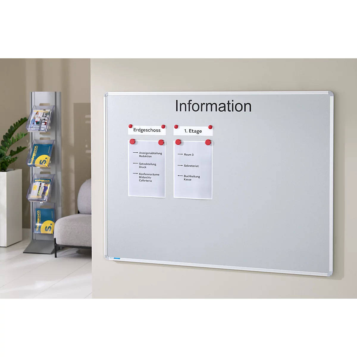 Ultradex Informationstafel 'Information', Metall, magnethaftend, Wandmontage, inkl. Montagematerial, B 900 x H 1200 mm, silbergrau RAL 9006