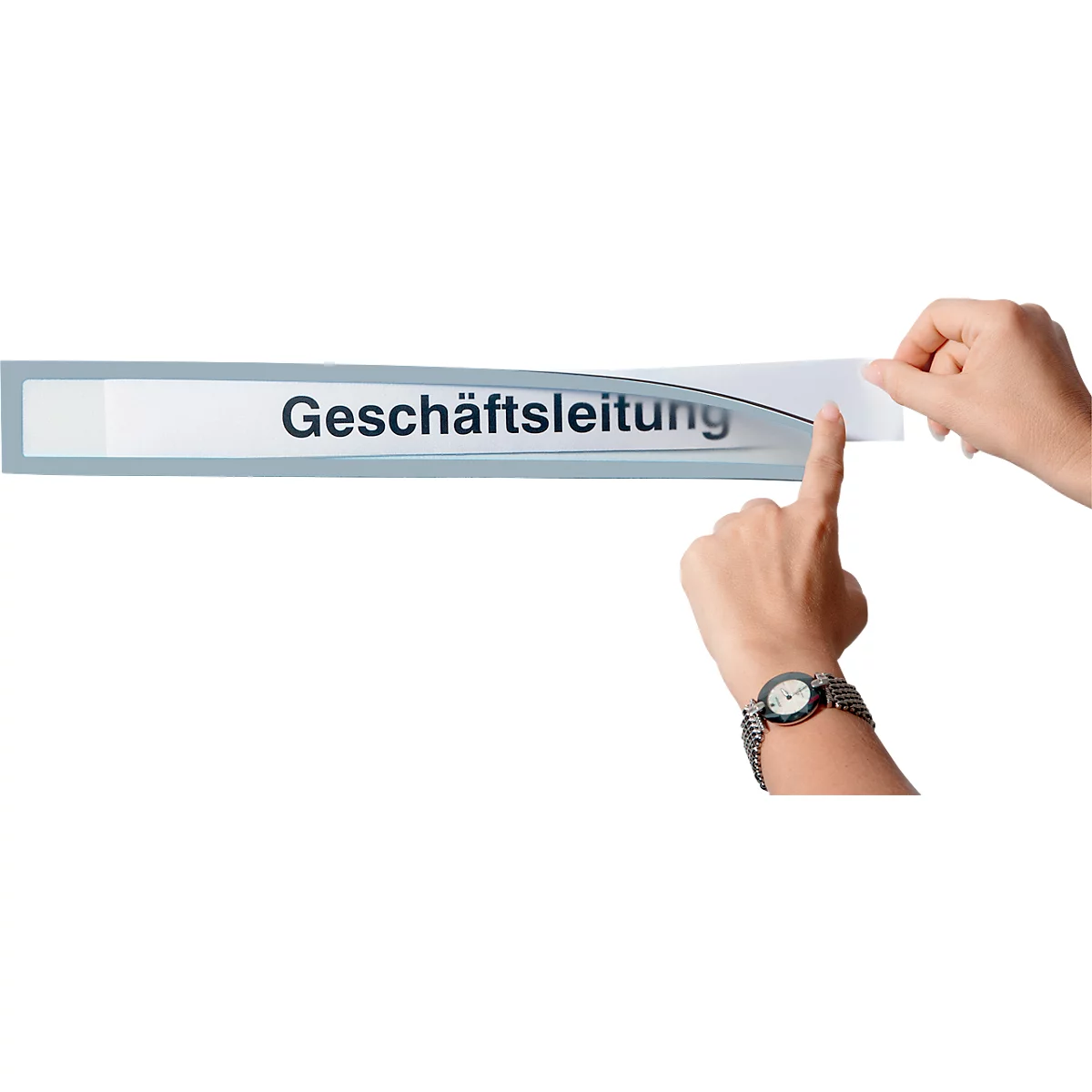 Ultradex insteekhoes, magnetisch, voor opschriften, B 225 x H 60 mm, A4, grijs