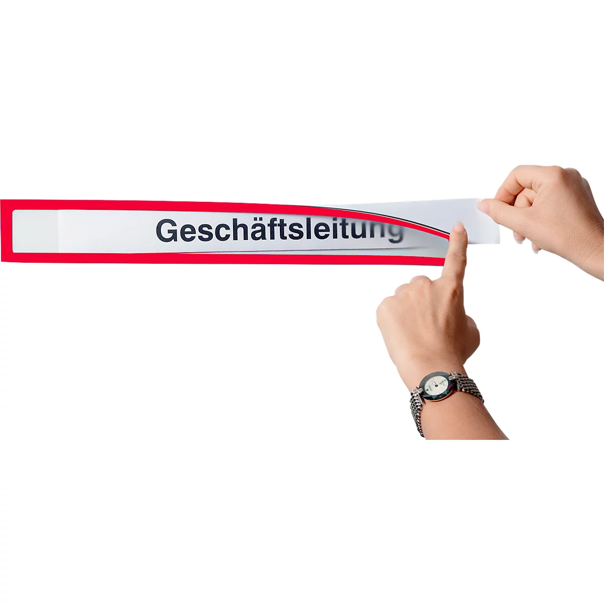 Ultradex insteekhoes, magnetisch, voor opschriften, B 225 x H 60 mm, A4, rood