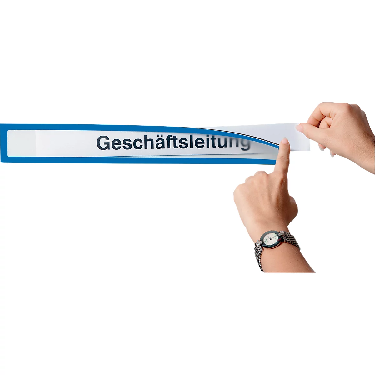 Ultradex insteekhoes, magnetisch, voor opschriften, B 435 x H 60 mm, A2, blauw, 5 stuks