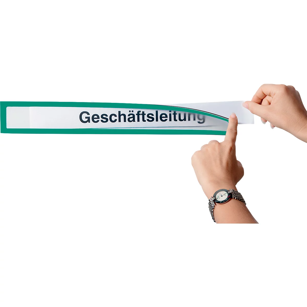 Ultradex insteekhoes, magnetisch, voor opschriften, B 435 x H 60 mm, A2, groen, 5 stuks