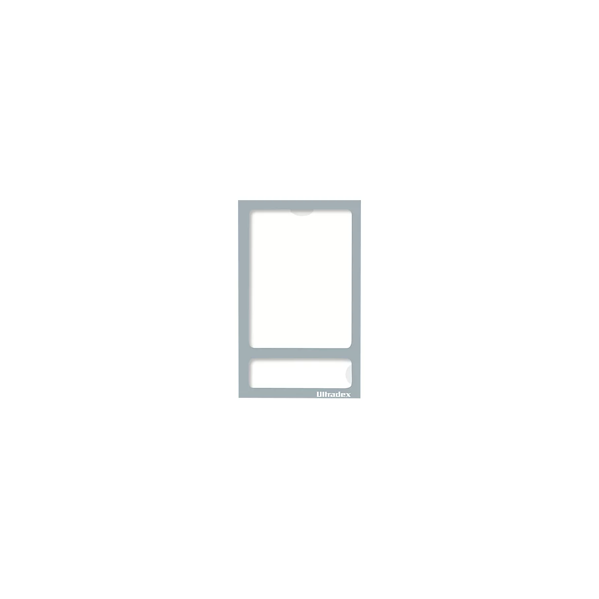Gray frame with white inner field and lower rectangle. Text 'Ultradex'.
