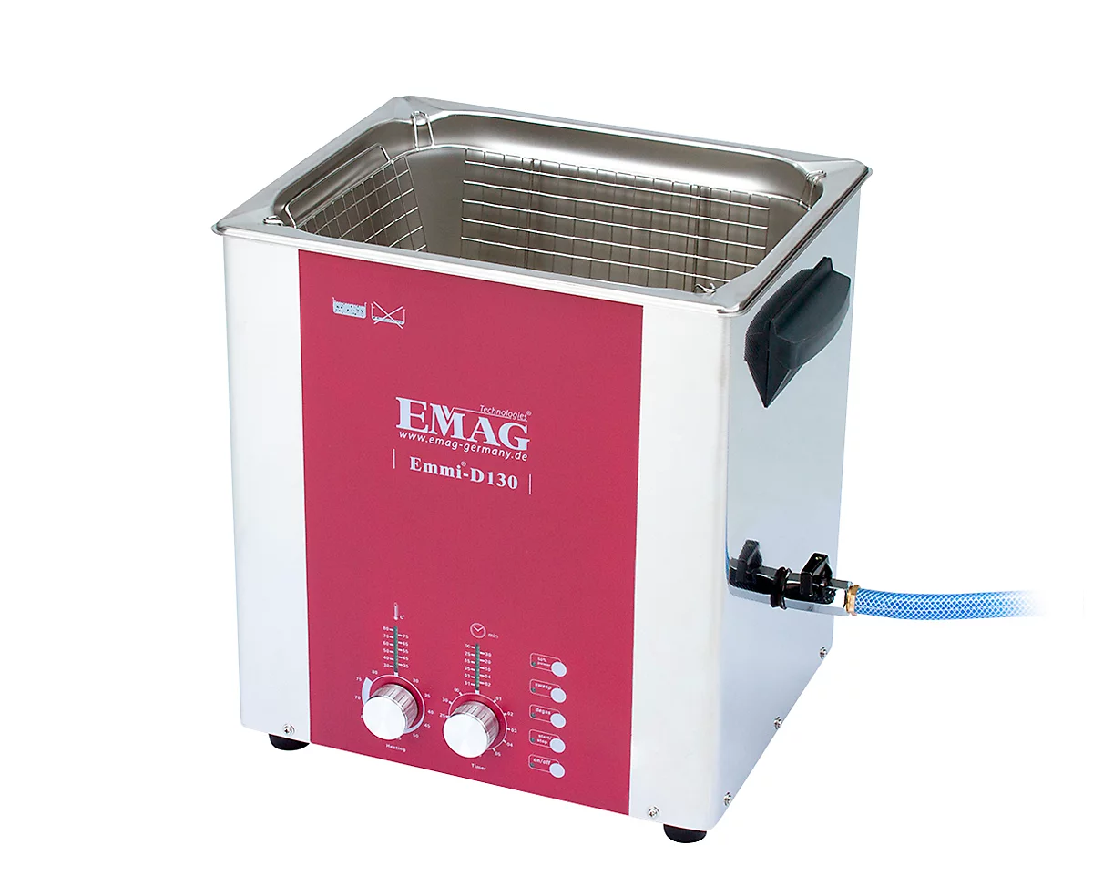 Ultraschallreiniger EMAG Emmi® D 130, Edelstahl, 13 l, Sweep & Degas, Zeitschaltuhr, Ablauf & Heizung