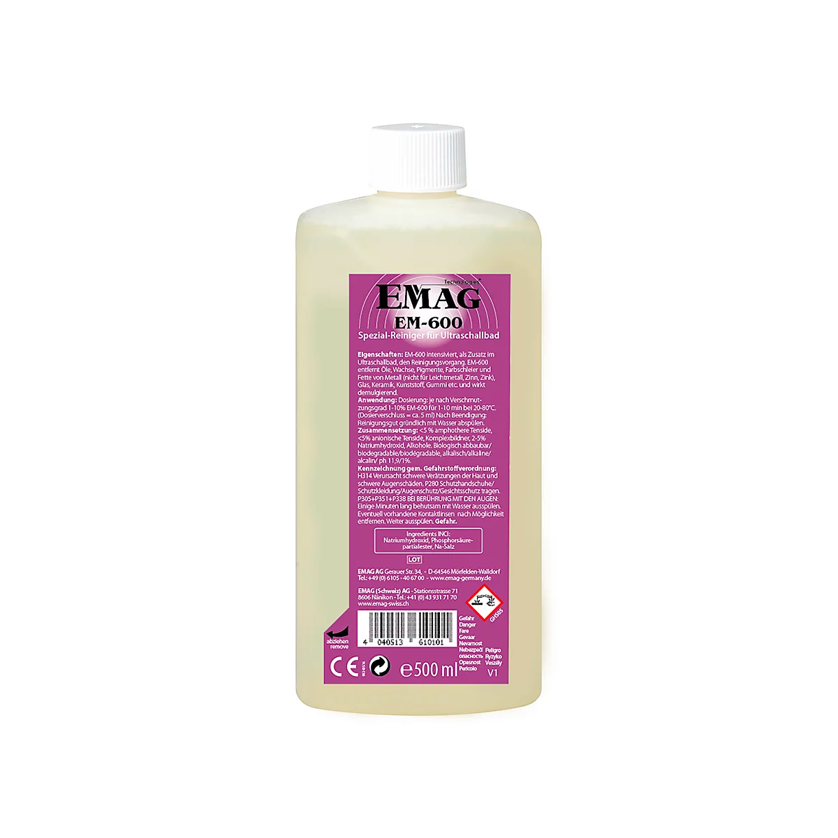 Ultrasoon reiniger concentraat EMAG EM-600, demulgerend, 500 ml