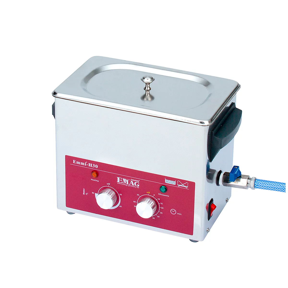 Ultrasoon reiniger EMAG Emmi® H 30, rvs, 2,60 l, met tijdschakelaar, afvoer & verwarming