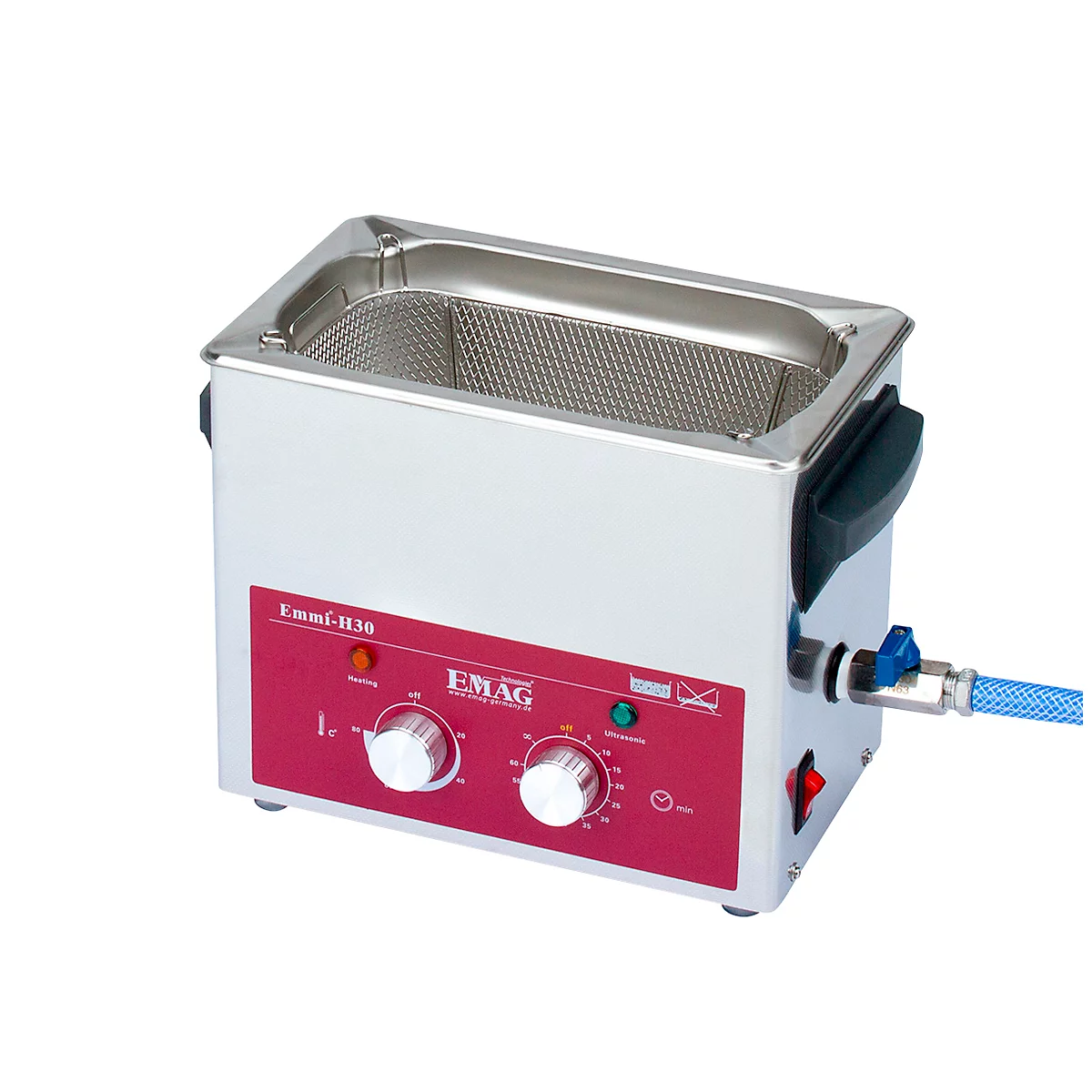 Ultrasoon reiniger EMAG Emmi® H 30, rvs, 2,60 l, met tijdschakelaar, afvoer & verwarming