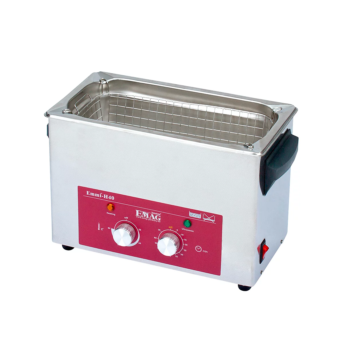 Ultrasoon reiniger EMAG Emmi® H 40, rvs, 3,55 l, met tijdschakelaar, afvoer & verwarming
