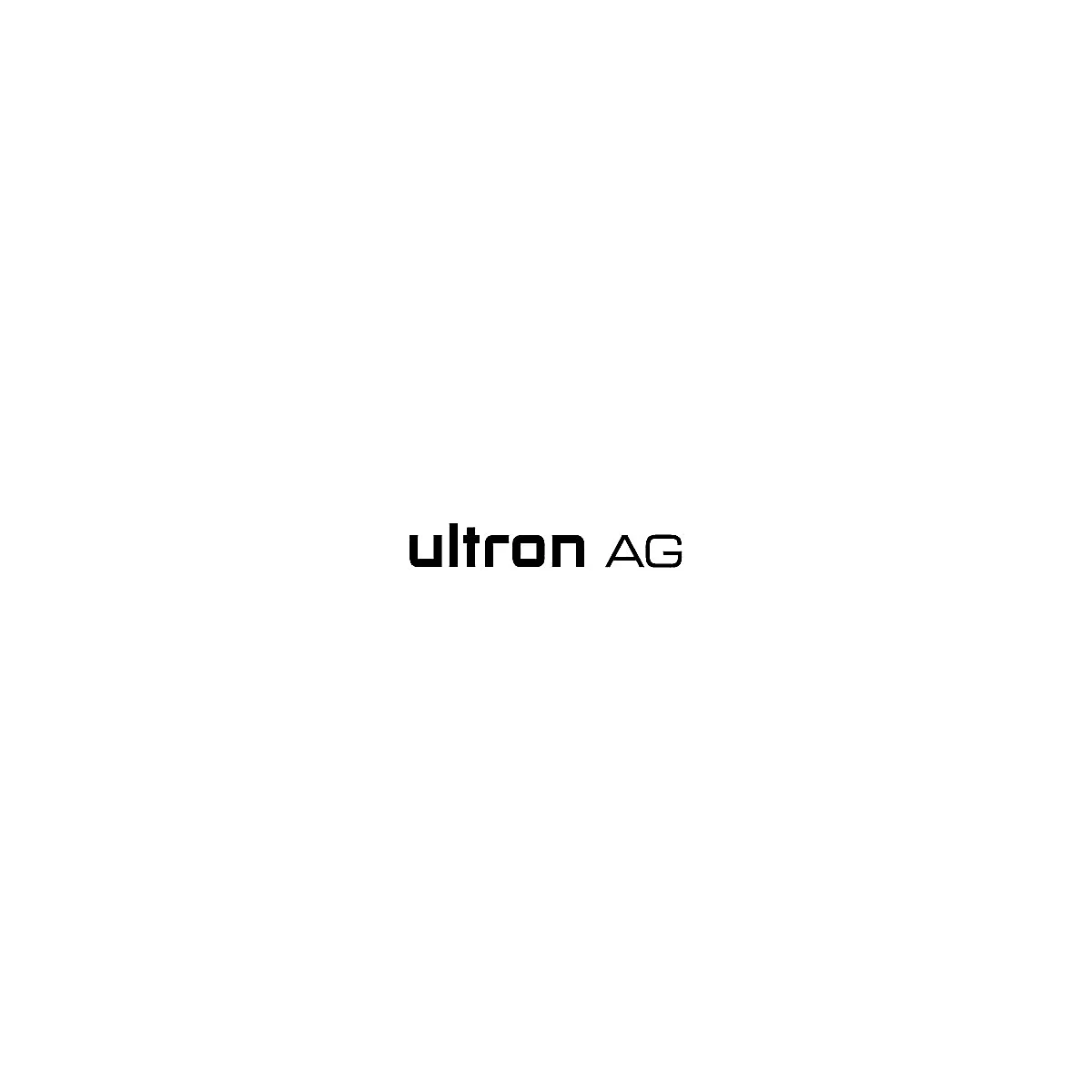 Schwarzes Firmenlogo der Ultron AG auf weißem Hintergrund.
