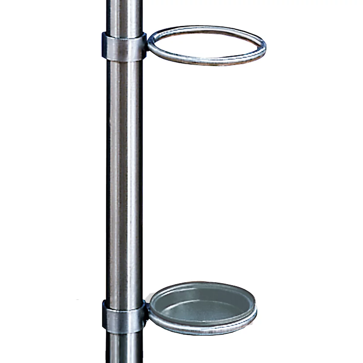 Stand with holders: Ring at the top, plate at the bottom.