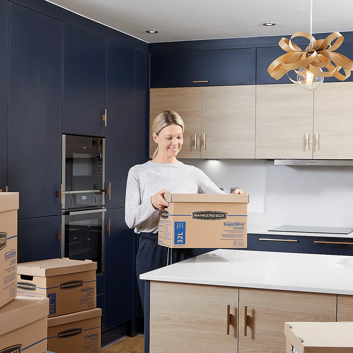 Umzugsbox SmoothMove, 2-lagige Wellenpappe, abnehmbarer Deckel, Beschriftungsfeld, H 260 x B 325 x T 375 mm, 32 L, 10 Stück