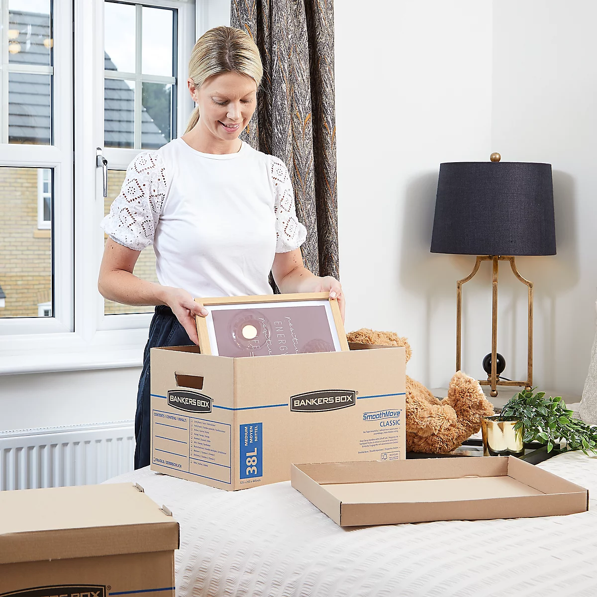 Umzugsbox SmoothMove, 2-lagige Wellenpappe, abnehmbarer Deckel, Beschriftungsfeld, H 260 x B 325 x T 445 mm, 38 L, 10 Stück