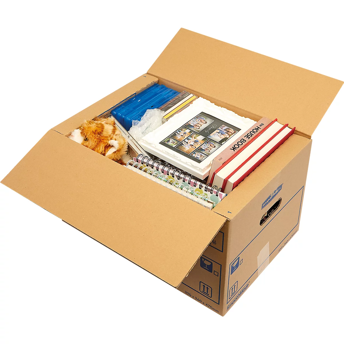 Umzugsbox SmoothMove FastFold Standard, C-Welle-Wellpappe, Tragegriffe, H 270 x B 320 x T 470 mm, 39 L, 10 Stück, braun