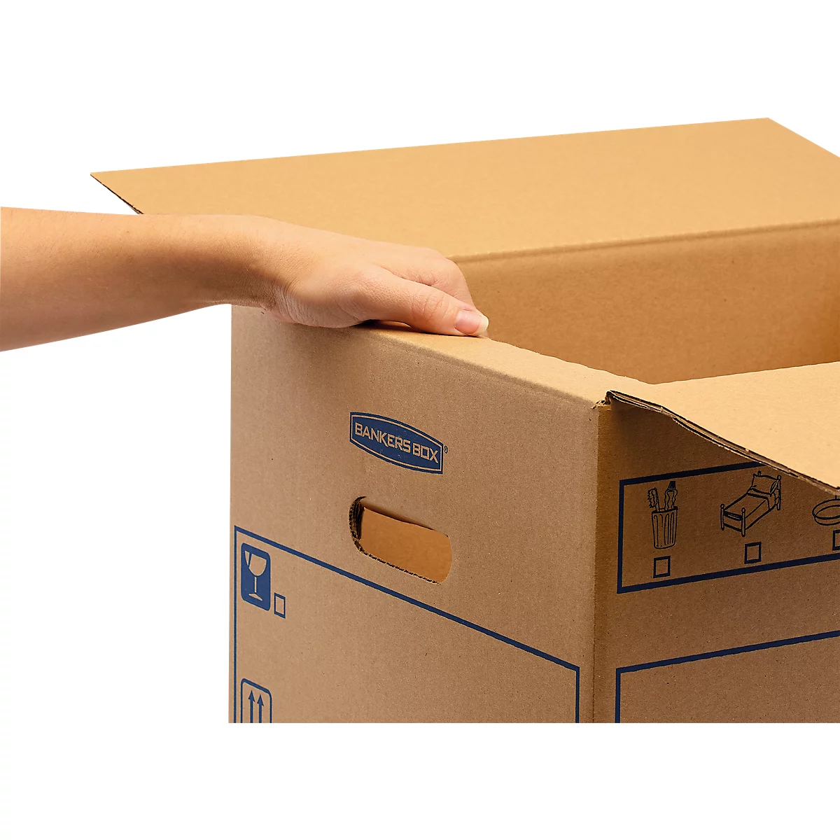 Umzugsbox SmoothMove FastFold Standard, C-Welle-Wellpappe, Tragegriffe, H 270 x B 320 x T 470 mm, 39 L, 10 Stück, braun