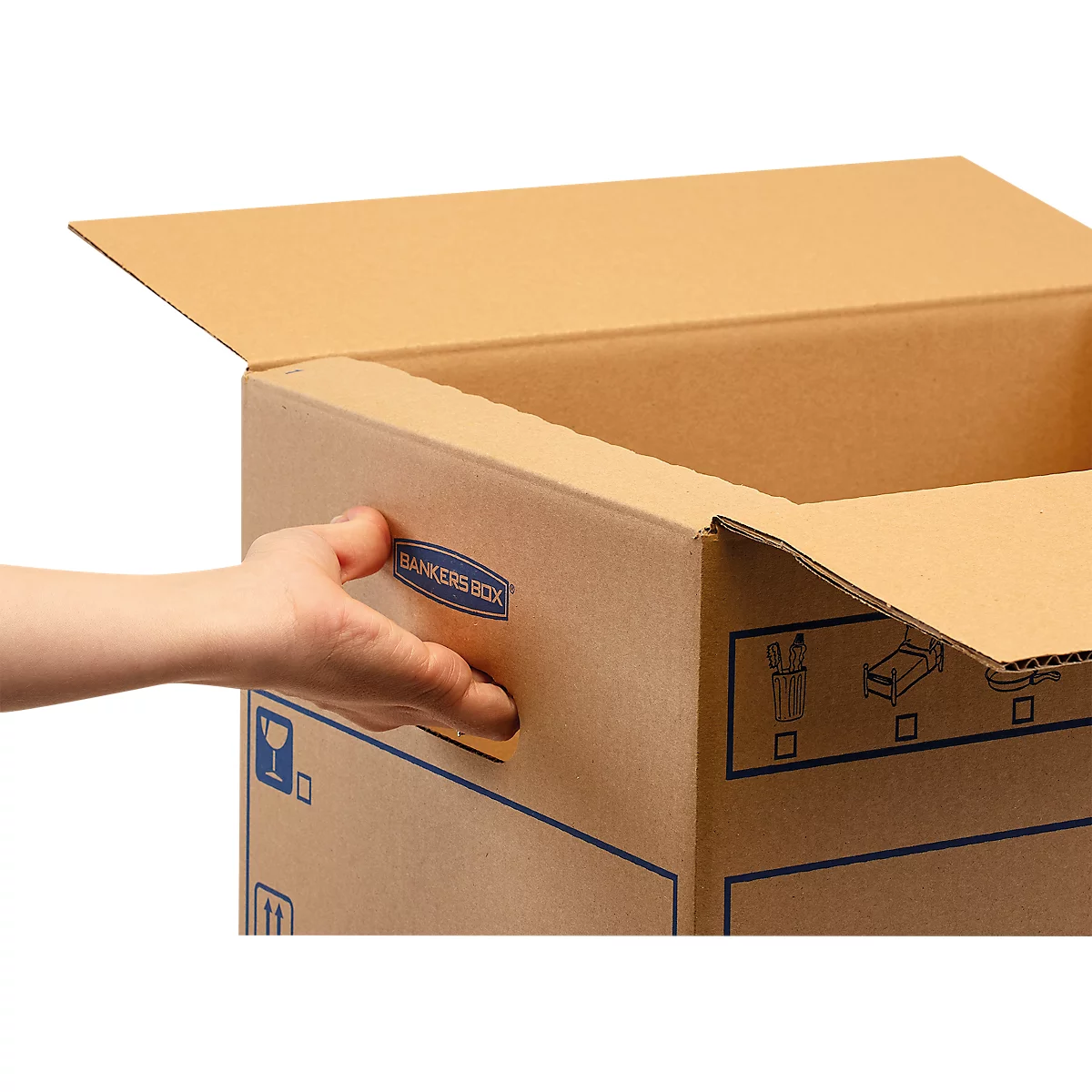 Umzugsbox SmoothMove FastFold Standard, C-Welle-Wellpappe, Tragegriffe, H 270 x B 320 x T 470 mm, 39 L, 10 Stück, braun