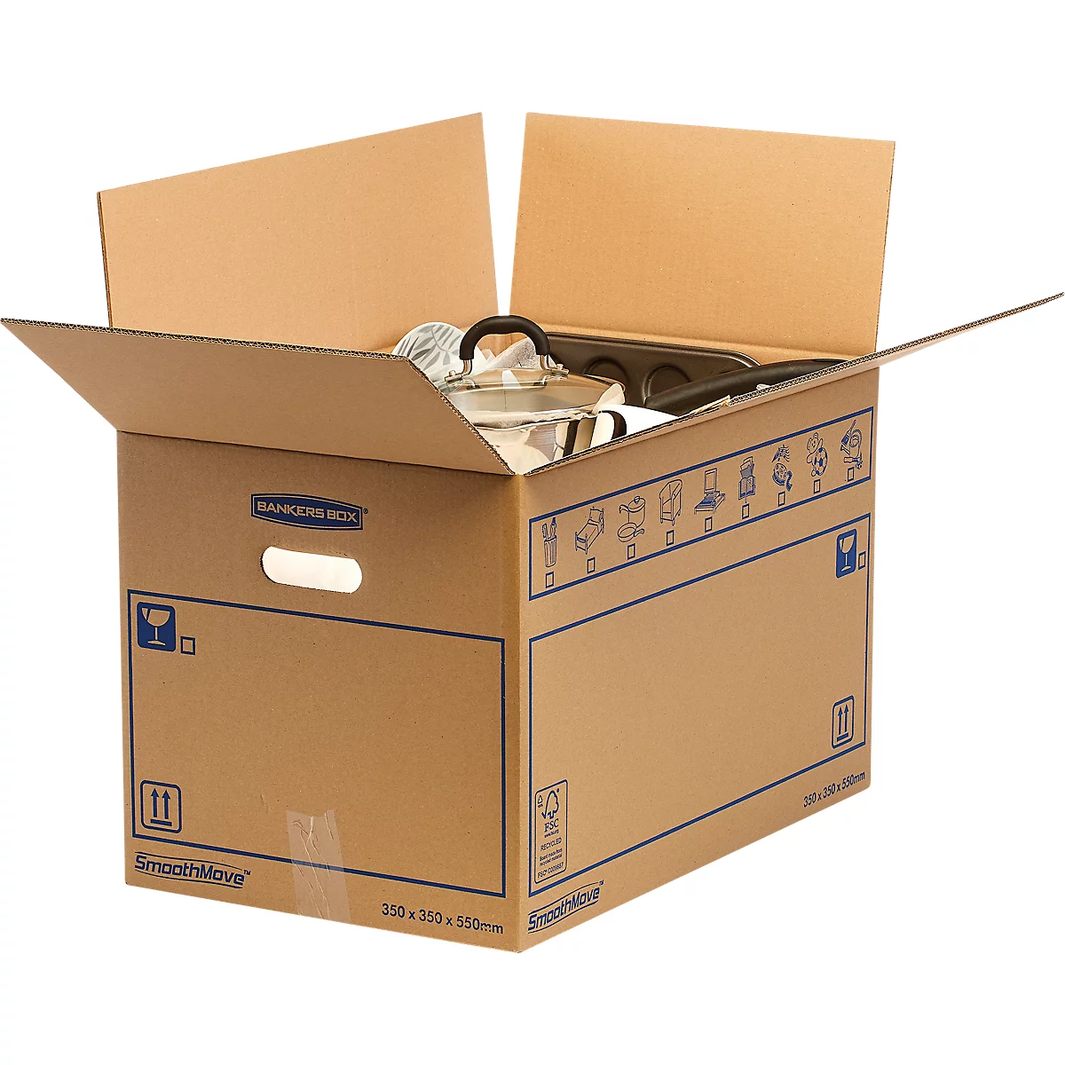 Umzugskarton SmoothMove Standard, 2-lagige Wellenpappe, Beschriftungsfeld, 350 x 350 x 550 mm, 67 L, 10 Stück