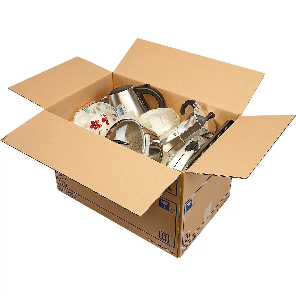 Umzugskarton SmoothMove Standard, 2-lagige Wellenpappe, Beschriftungsfeld, 350 x 350 x 550 mm, 67 L, 10 Stück