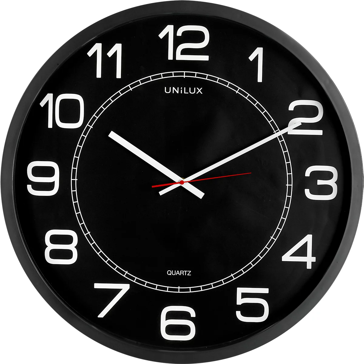 Unilux MEGA wandklok, diameter 57,5 cm, quartz uurwerk, zwart