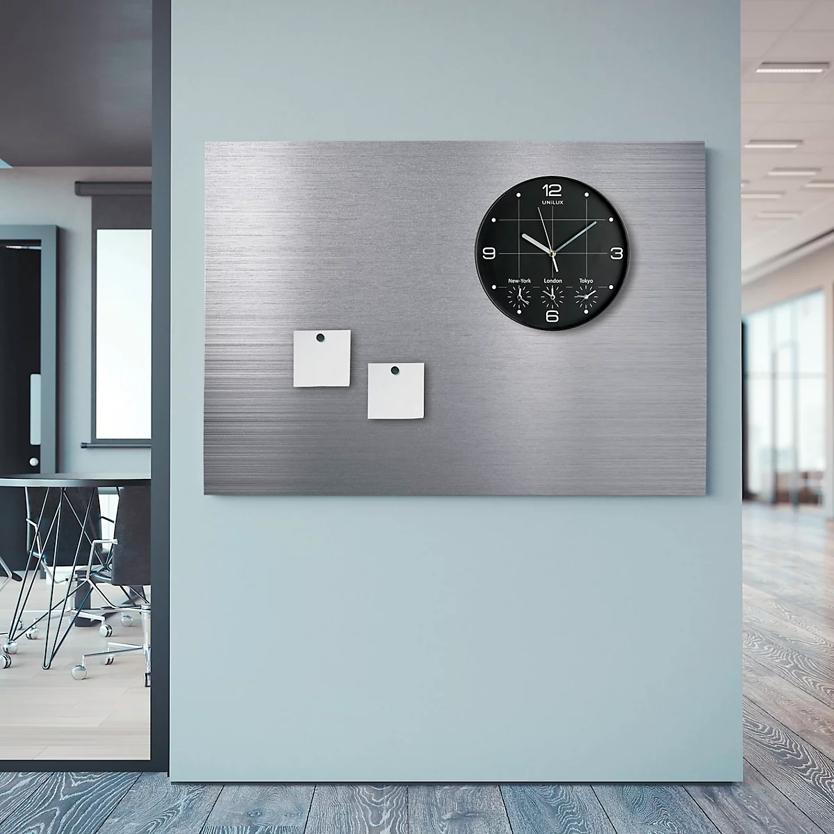UNILUX ON TIME wandklok, 30,5 cm, wereldtijdklok, zwart, incl. 4x AA batterijen