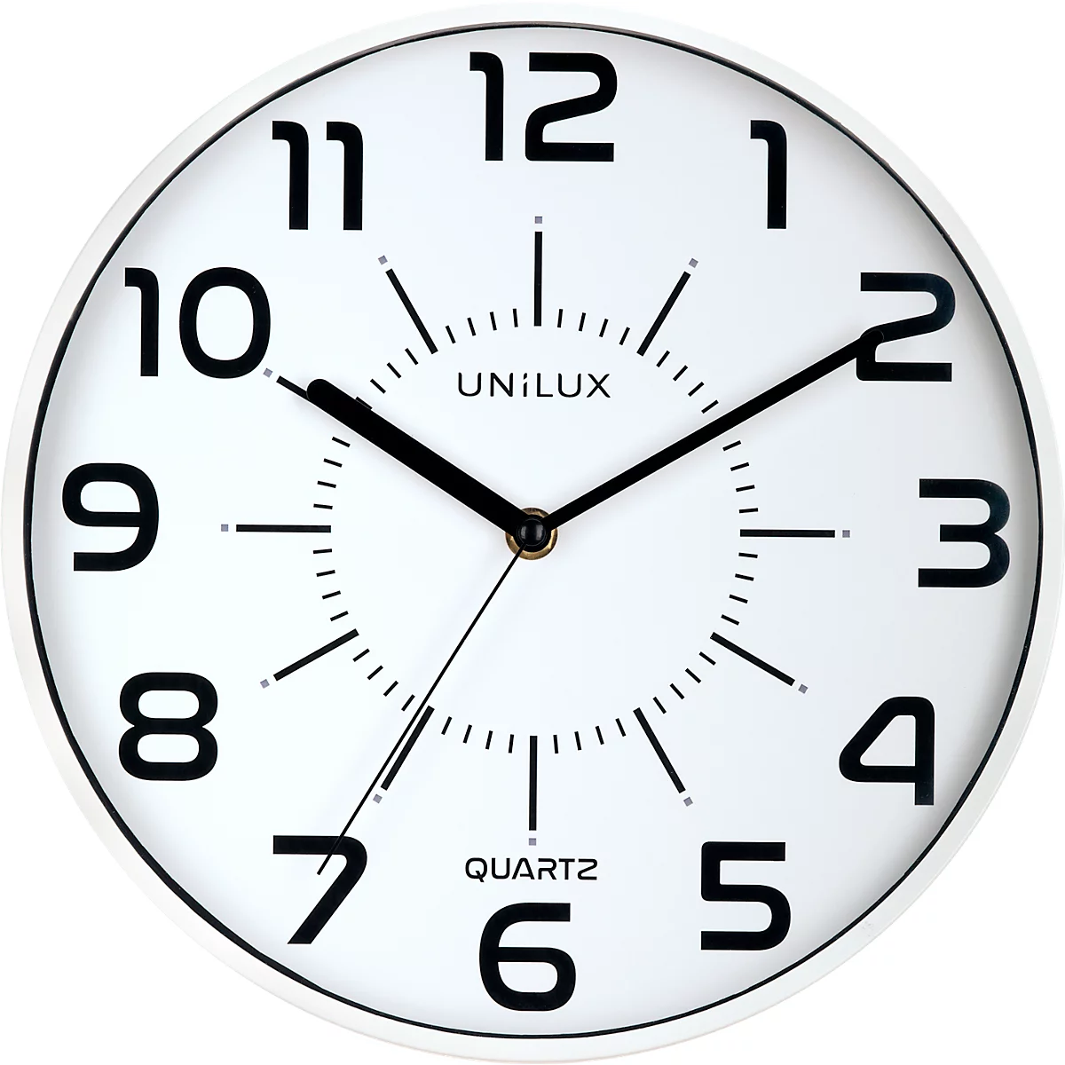 Unilux POP wandklok wit, diameter: 30,5 cm, quartz uurwerk, geruisloze kruipende wijzers, batterij inbegrepen