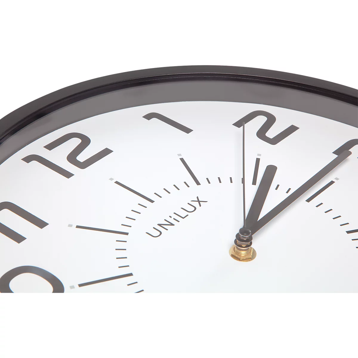 Unilux POP Wanduhr schwarz, Durchmesser: 30,5 cm, Quarzuhrwerk, leise schleichende Zeiger, Batterie inklusive