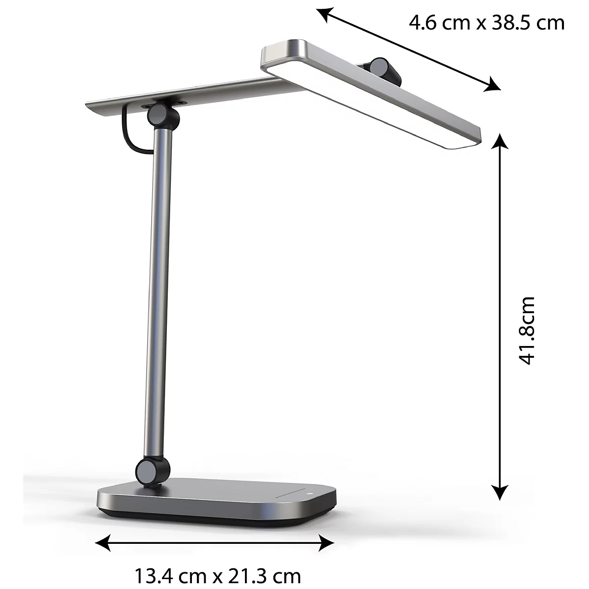 Unilux PURELINE LED-bureaulamp, dimbaar, 3000K/4000K/5700K, lichtsterktesensor, scharnierarm, metaalgrijs