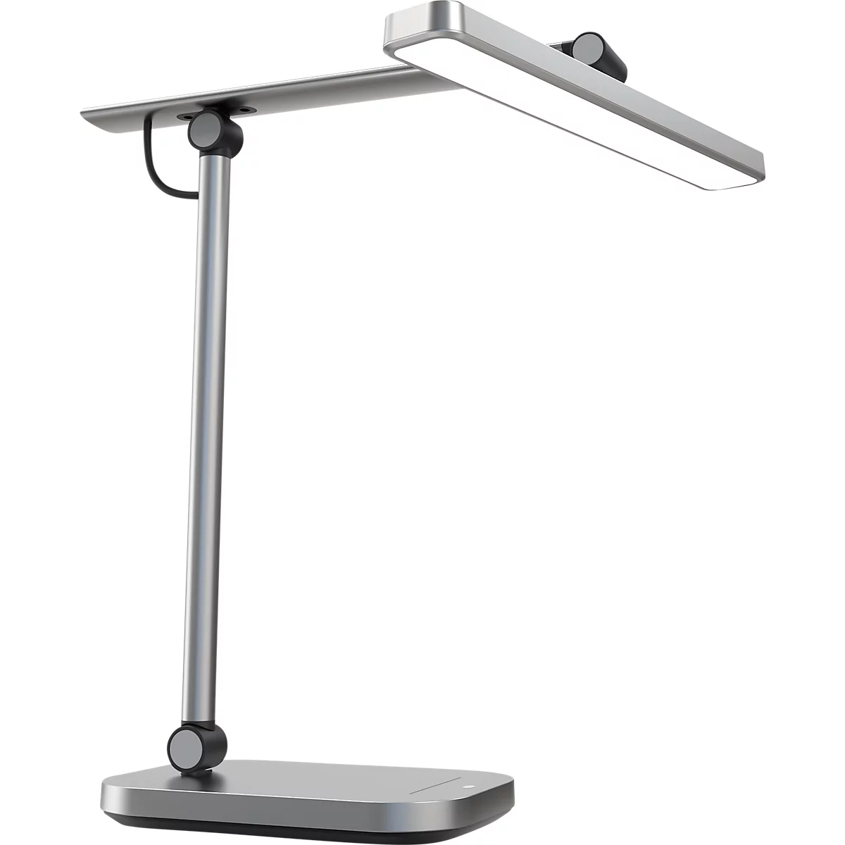 Unilux PURELINE LED Schreibtischleuchte, dimmbar, 3000K/4000K/5700K, Helligkeitssensor, Gelenkarm, metallgrau