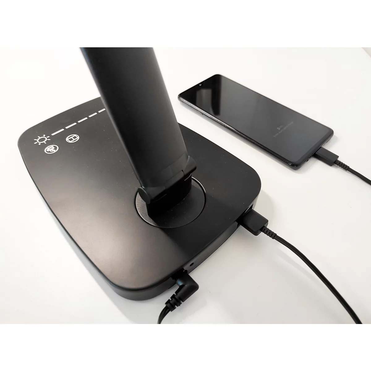 UNILUX TWISTLED Schreibtischleuchte, 2700 - 6000 K, 1558 lm, dimmbar, USB Ladefunktion, faltbar, schwarz