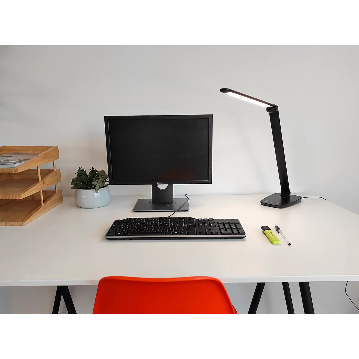 UNILUX TWISTLED Schreibtischleuchte, 2700 - 6000 K, 1558 lm, dimmbar, USB Ladefunktion, faltbar, schwarz