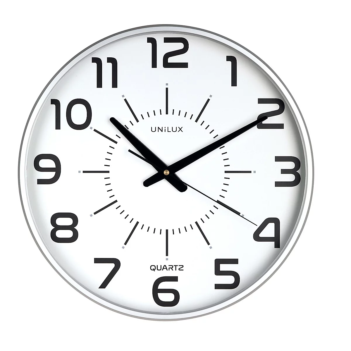 UNILUX Wanduhr Maxi Pop, Quarz, Ø 37,5 cm, leise schleichende Zeiger, metallgrau