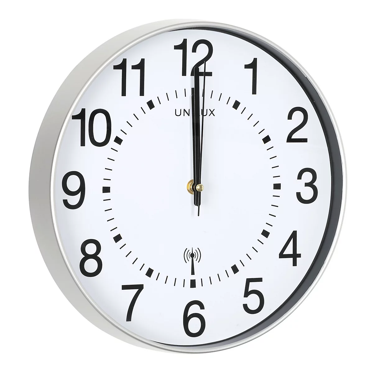 UNILUX Wanduhr Wave, Funk, Ø 30 cm, metallgrau