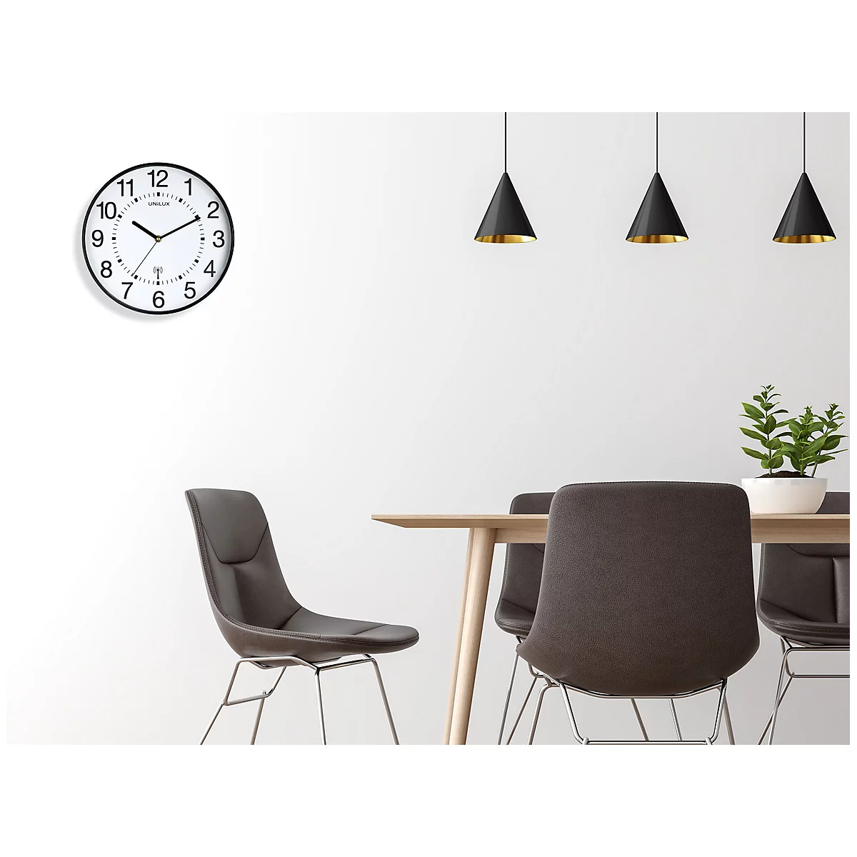 UNILUX Wanduhr Wave, Funk, Ø 30 cm, metallgrau