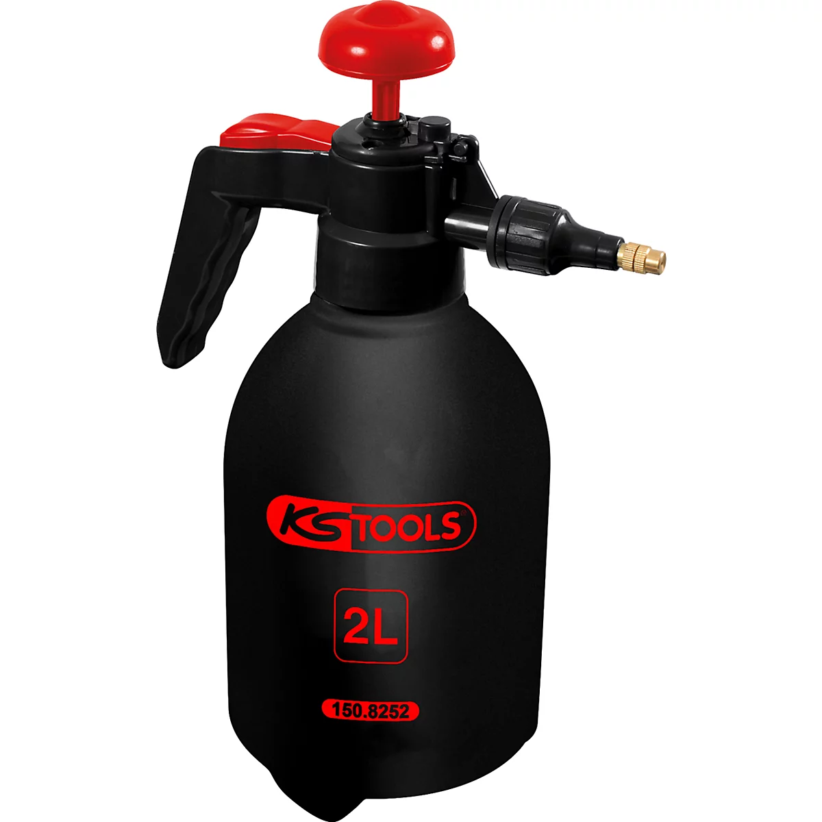 Schwarze Drucksprühflasche mit rotem Pumpkopf und Griff. Der Schriftzug 'KS TOOLS 2L' ist sichtbar.