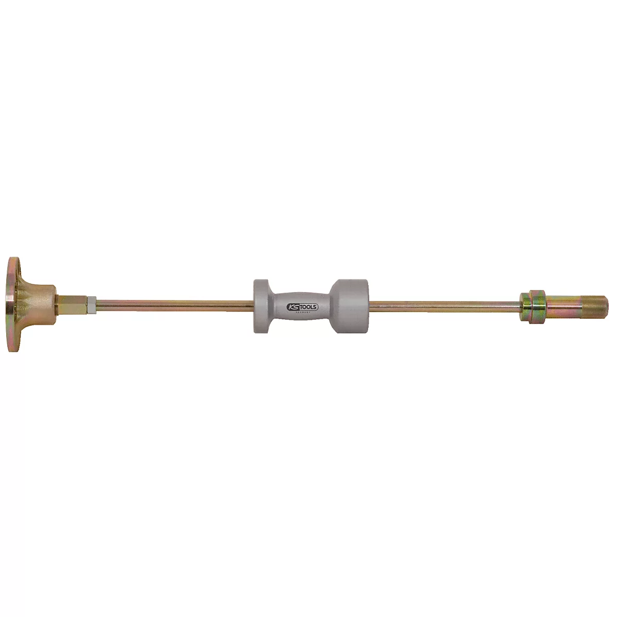 Abzieher aus Metall, mit Griff und Schraubverbindungen. Auf dem Griff steht das Wort "KS TOOLS".