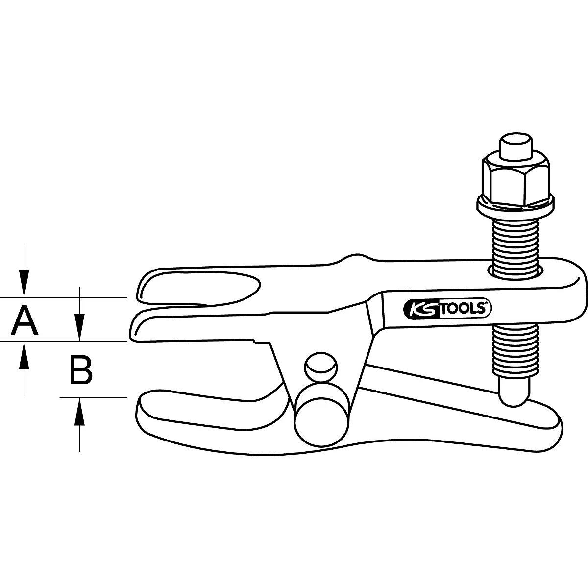 Werkzeug mit der Aufschrift KS TOOLS, mit A und B beschriftet.