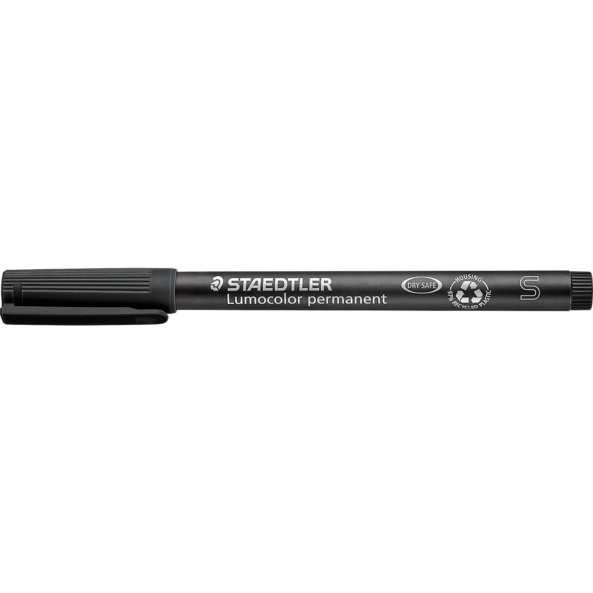 Black Staedtler Lumocolor permanent marker. Inscription: "STAEDTLER Lumocolor permanent".