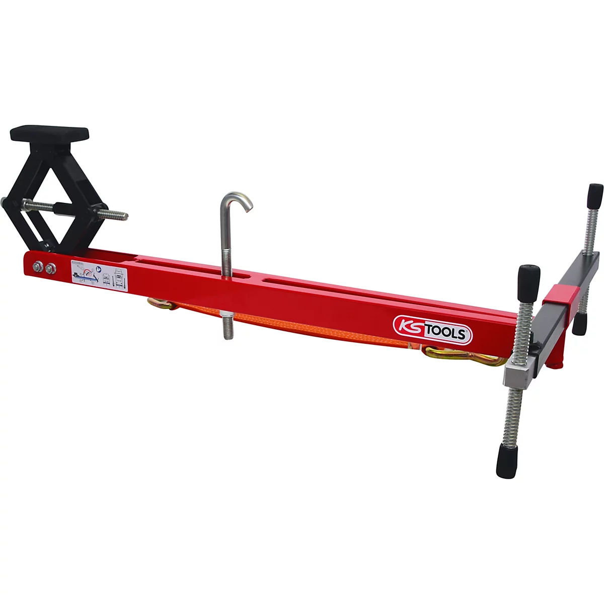 Rotes KS Tools Werkzeug zur Motorlagerung. Schwarze und silberne Elemente.