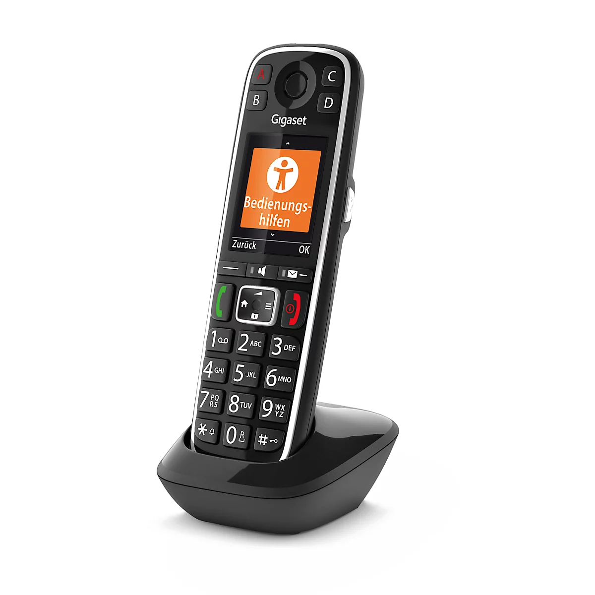 Universele handset Gigaset E720HX, analoog &amp; Bluetooth, breidt DECT/GAP-telefoonbasis &amp; routers uit, Telefoonboek, 2,2' kleurendisplay, reikwijdte tot 50/300 m, gesprekstijd tot 14 uur incl. oplaadstation, zwart