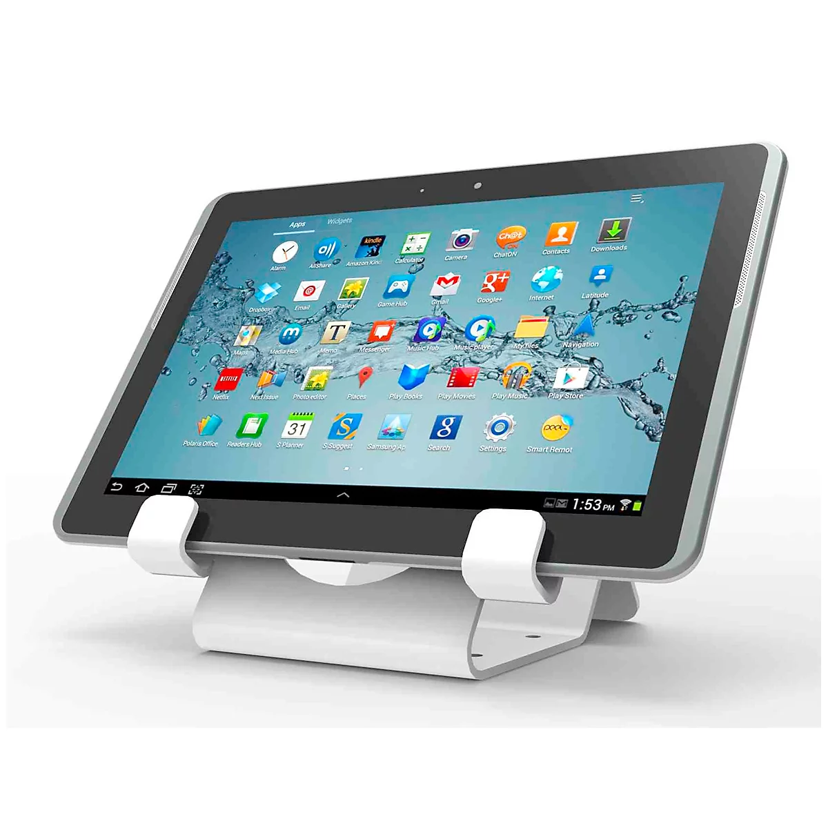 Universele tablethouder Compulocks, horizontale montage, met zekeringskabel, aluminium, wit