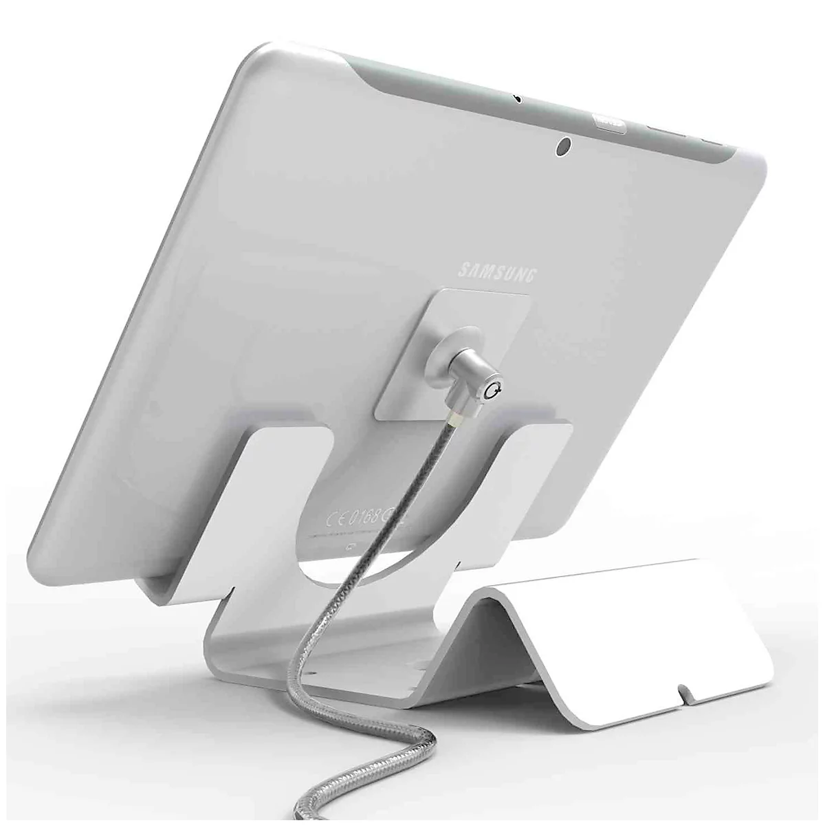 Universele tablethouder Compulocks, horizontale montage, met zekeringskabel, aluminium, wit