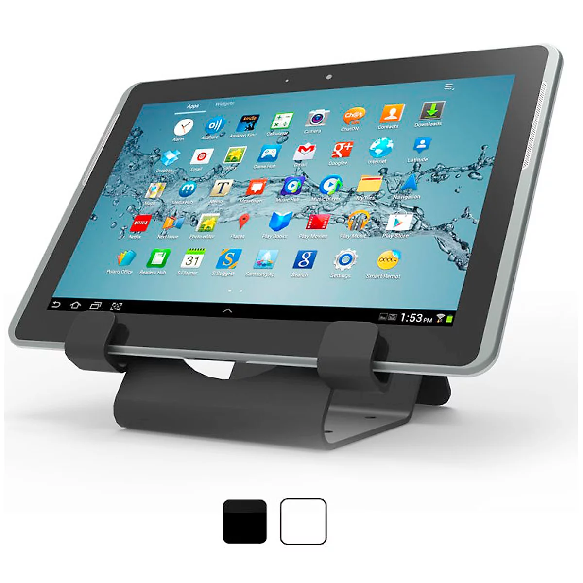 Universele tablethouder Compulocks, horizontale montage, met zekeringskabel, aluminium, zwart