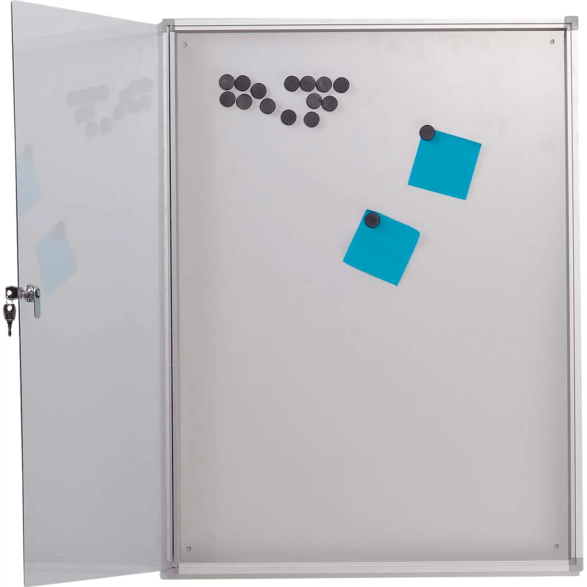 Update Display binnenvitrine, afsluitbaar, magnetische achterwand, aluminium frame, zilver, 4 x DIN A4
